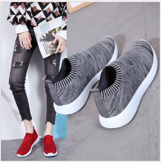 Spring new low help female flying woven mesh round head flat with single shoes deep mouth set foot comfortable flat bottom large code tide