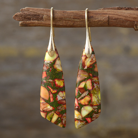 Bohemian Emperor Stone Geometric Pendant Earrings