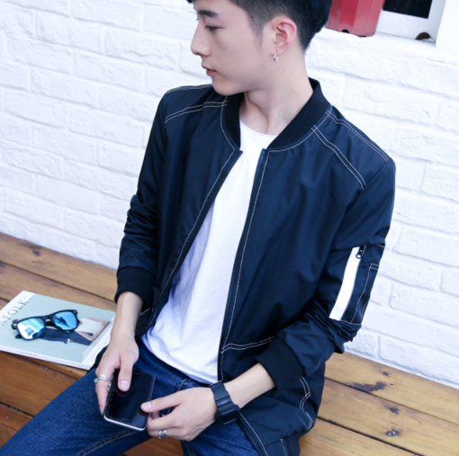 Men's baseball collar solid color coat