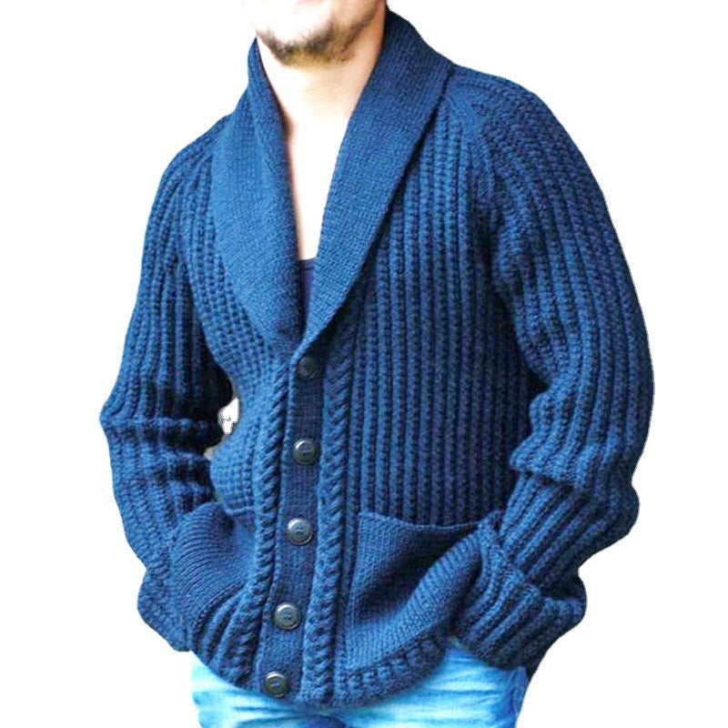 Men's Fall And Winter Lapels Long-sleeved Sweater