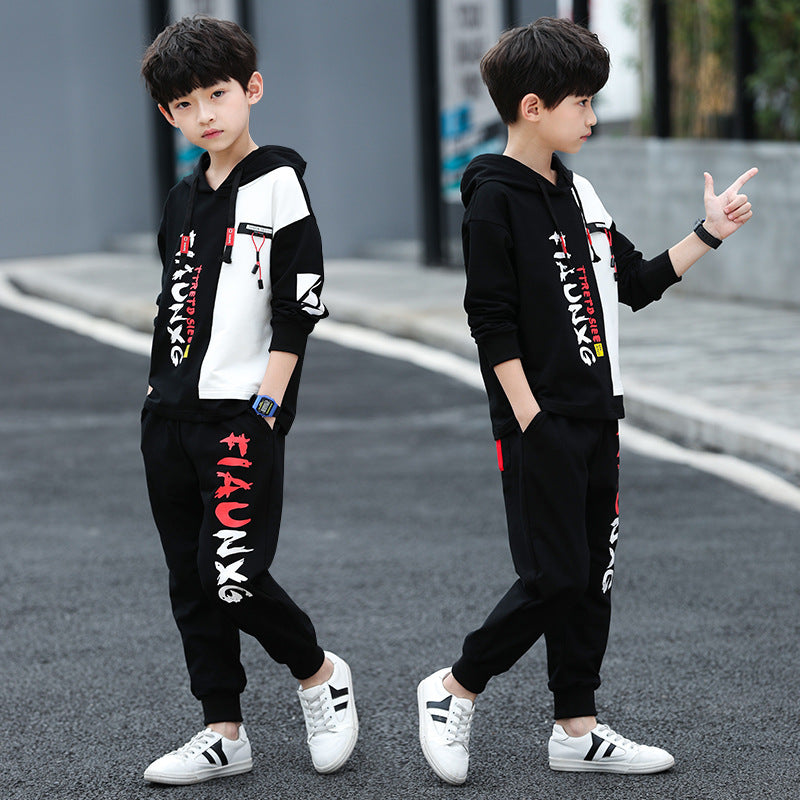 Children's Boys Spring And Autumn Clothes Foreign Style Sports Two-Piece Suit