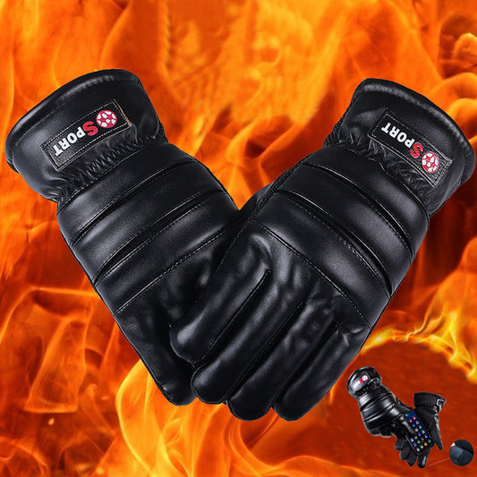 Guantes de cuero de invierno para hombre y mujer, guantes de lana grandes antideslizantes con pantalla táctil, gruesos, resistentes al frío y cálidos, para ciclismo