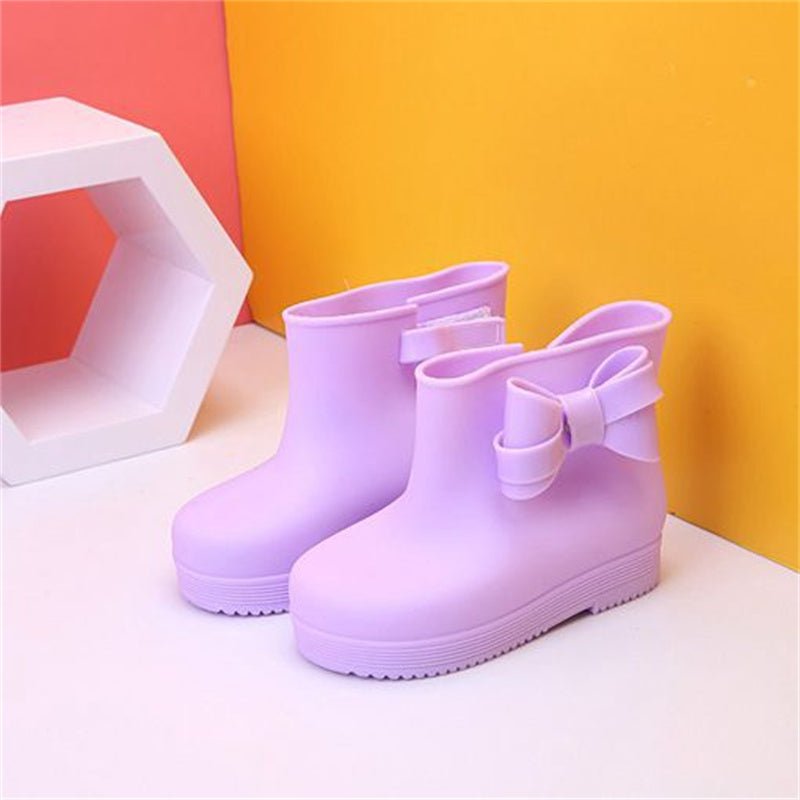 Girls' Non-slip Warm Side Bow Rain Boots