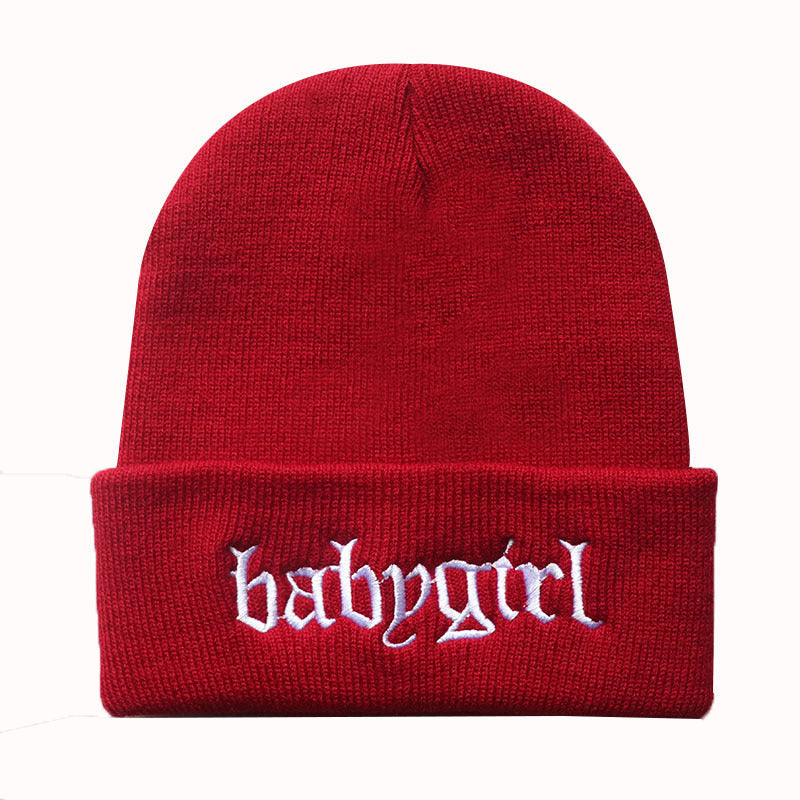 Embroidered Knitted Hat Warm Pullover Hip Hop