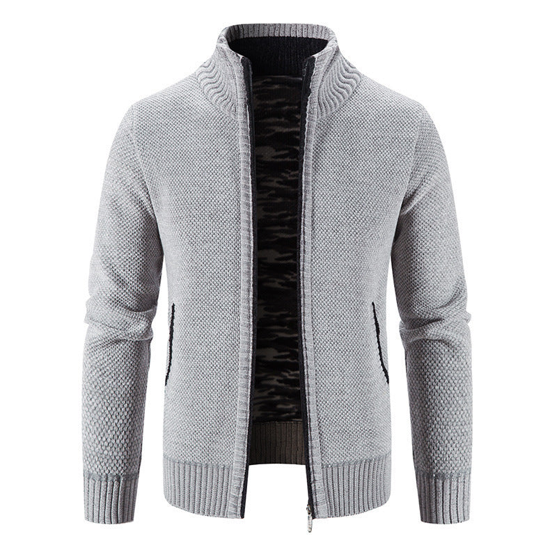 Men's Jacket Knitwear Autumn And Winter Fleece Lined Padded Warm Keeping Cardigan Product information: Color: 8811 navy blue, 8811 Black, 8811 wine red, 8811 light gray, 8811 dark gray Suitable for people: Plus size Size: M,L,XL,2XL,3XL Version: Loose Sty