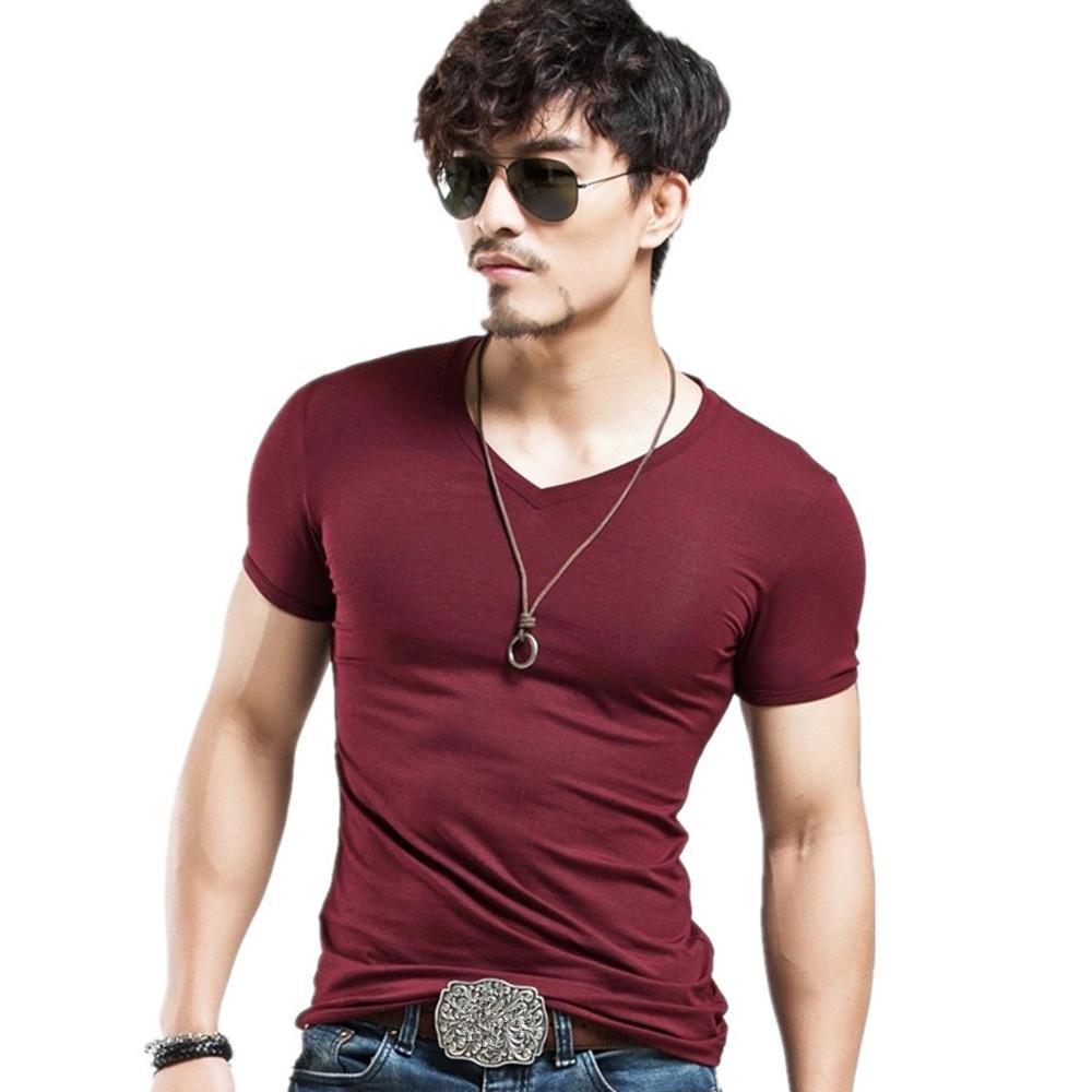 T-shirt Men's Multicolor Solid Color Casual Short Sleeve