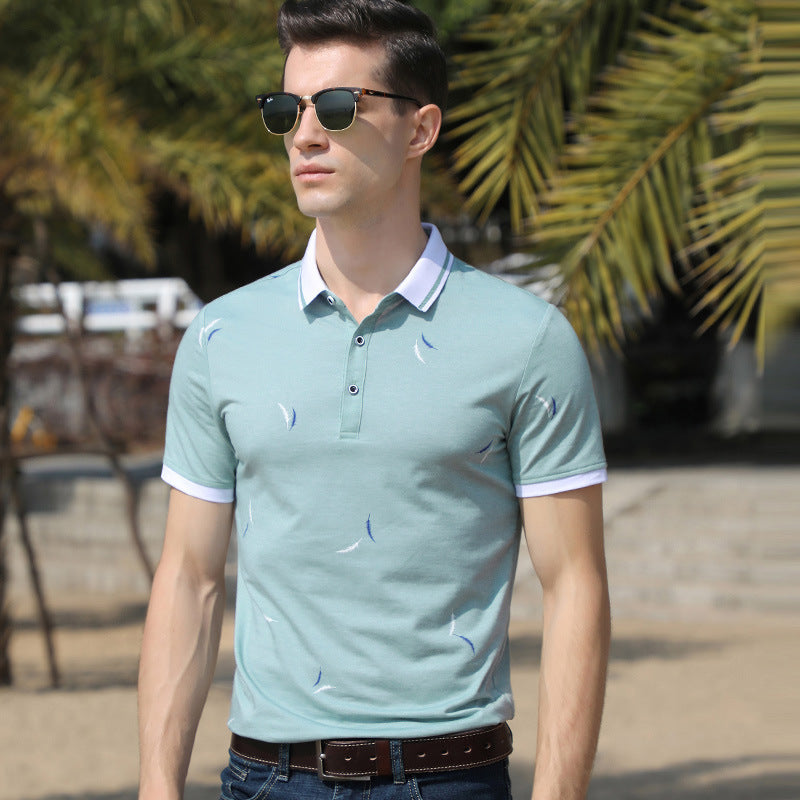 Cotton lapel short sleeve