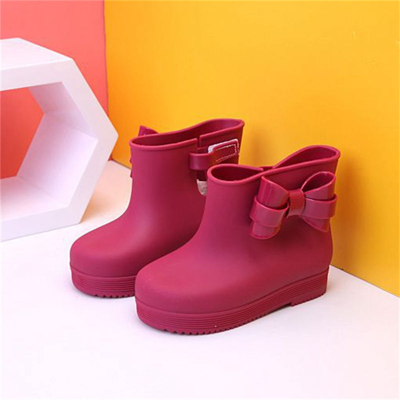 Girls' Non-slip Warm Side Bow Rain Boots