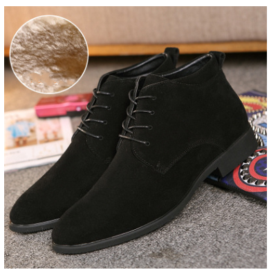 Winter, suede, low-cut men's shoes, business sanding, top layer, leather, breathable and velvet leather shoes, England