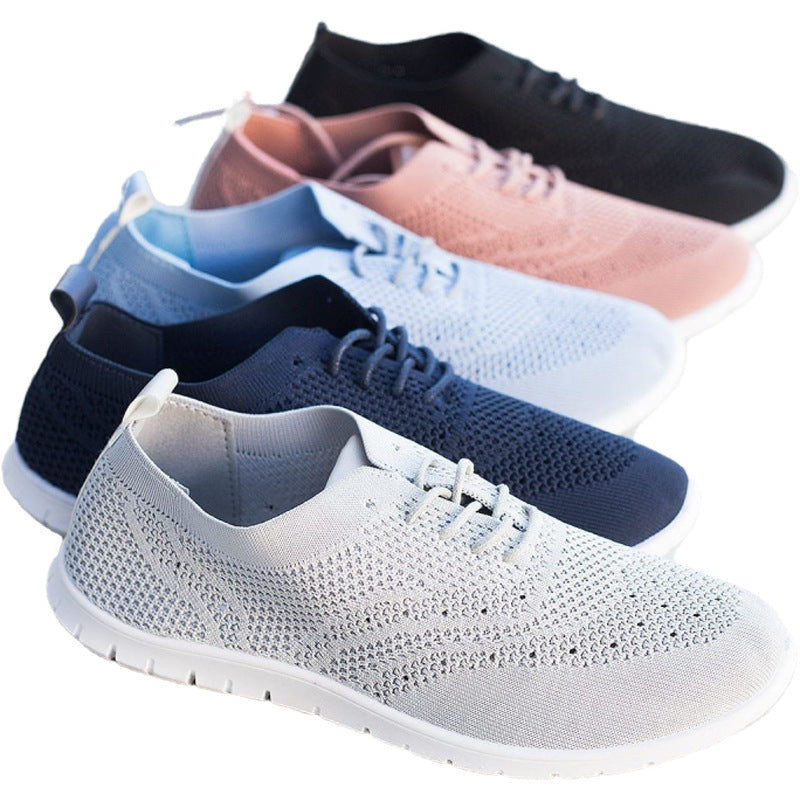 Breathable soft sole lightweight fly woven casual shoes