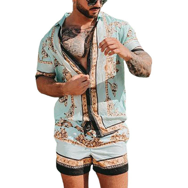 Loose Shirt Casual Men's Shorts Short Sleeve Suit