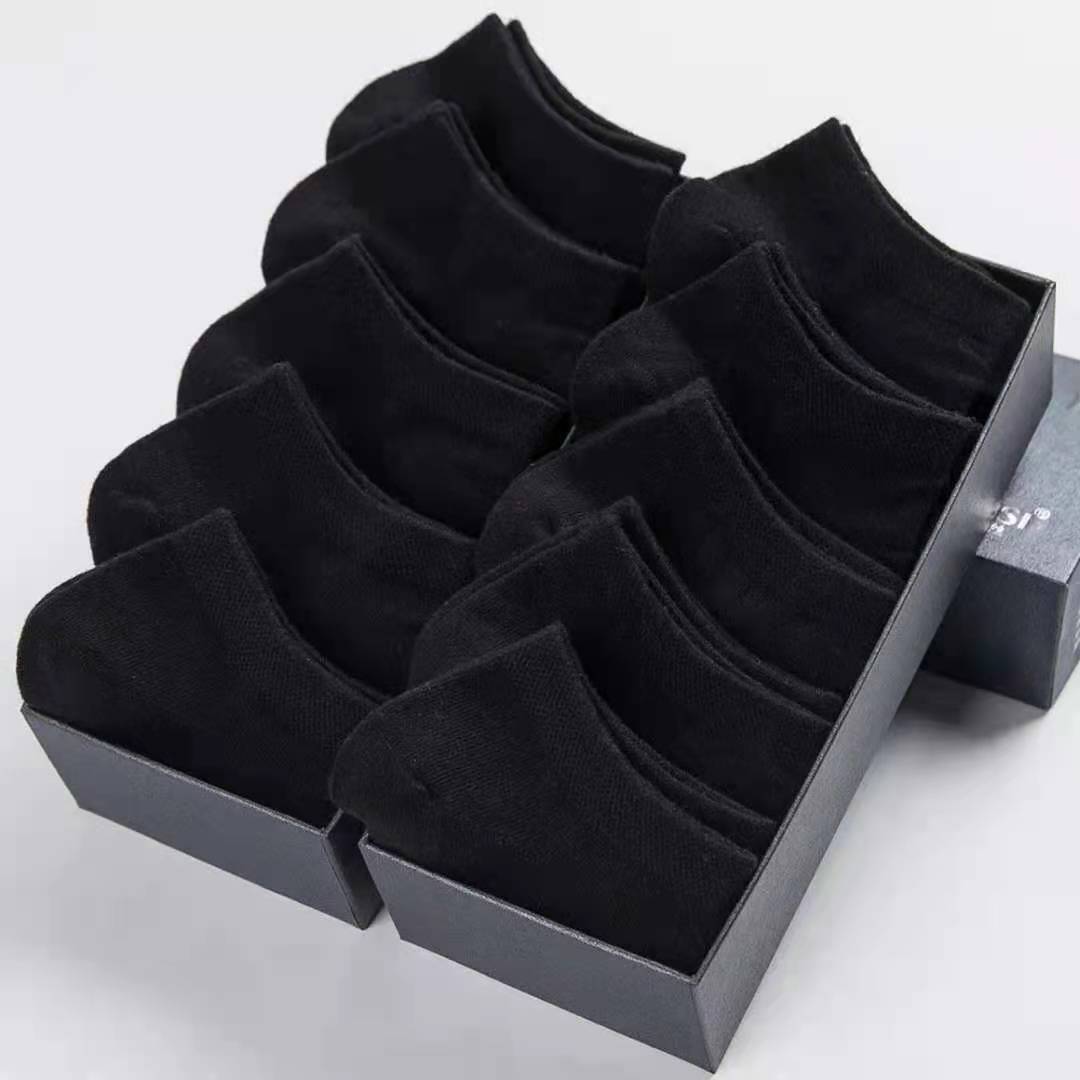 Calcetines de barco grises blancos y negros de color sólido para hombres