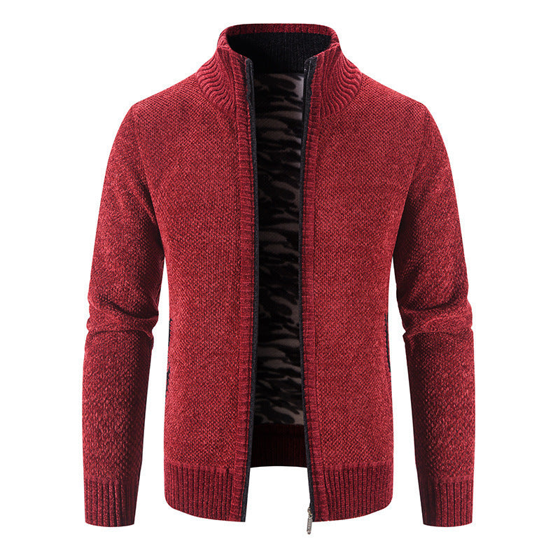 Men's Jacket Knitwear Autumn And Winter Fleece Lined Padded Warm Keeping Cardigan Product information: Color: 8811 navy blue, 8811 Black, 8811 wine red, 8811 light gray, 8811 dark gray Suitable for people: Plus size Size: M,L,XL,2XL,3XL Version: Loose Sty