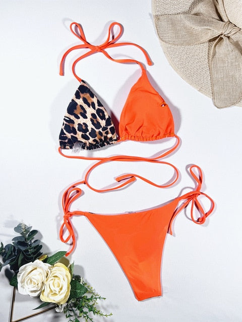 Conjunto de bikini de 2 piezas con estampado de leopardo de Ellolace