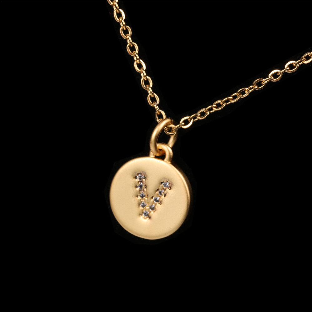 26 English Letter Pendant With Diamond Frosted Matte