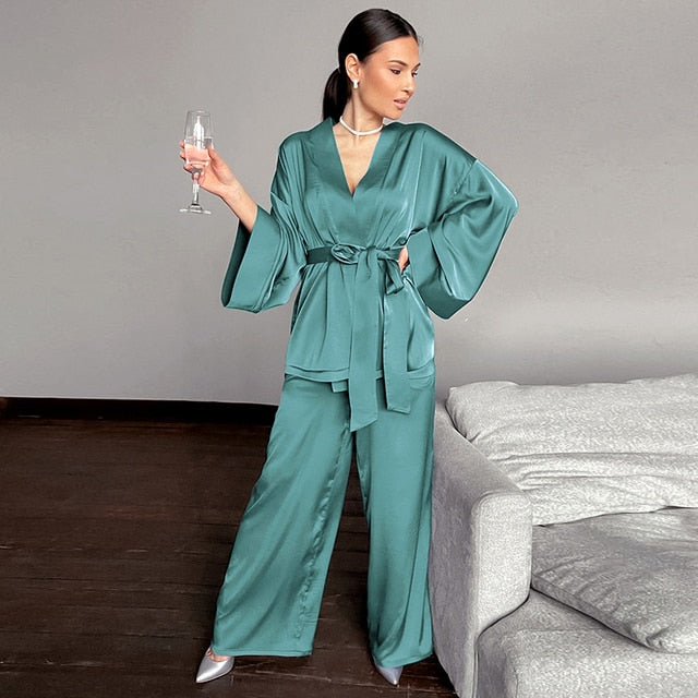 2 Piece Set Satin Sleepwear