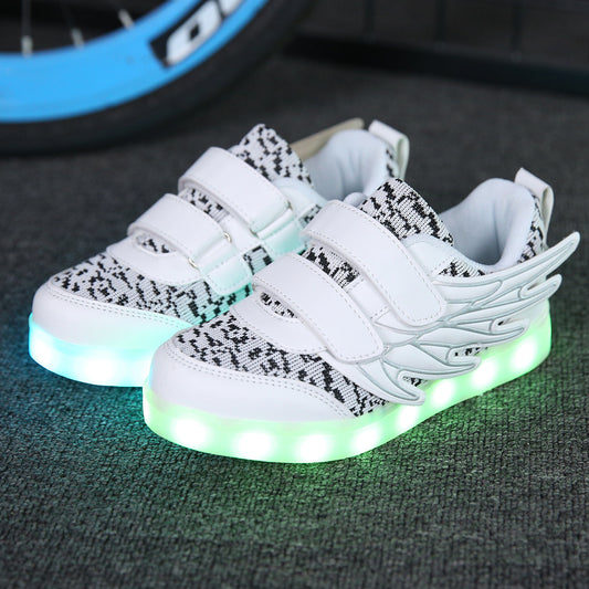 Children's Shoes Led Light Shoes Children's Wings Light Shoes Usb Charging Colorful Luminous Shoes Casual Light Shoes