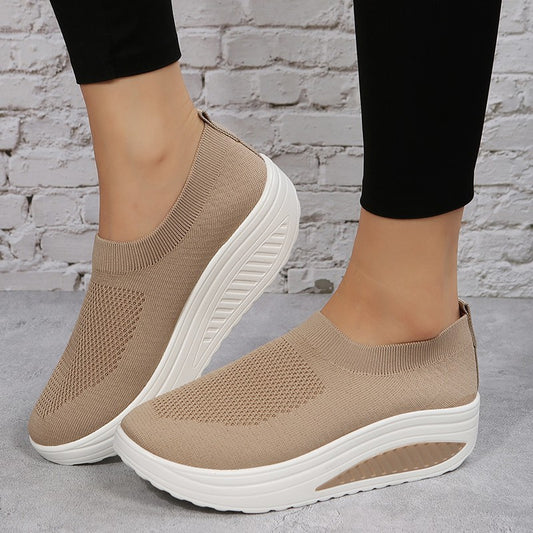 Women's Trend Thick Sole Fly Woven Breathable Mesh Casual Shoes