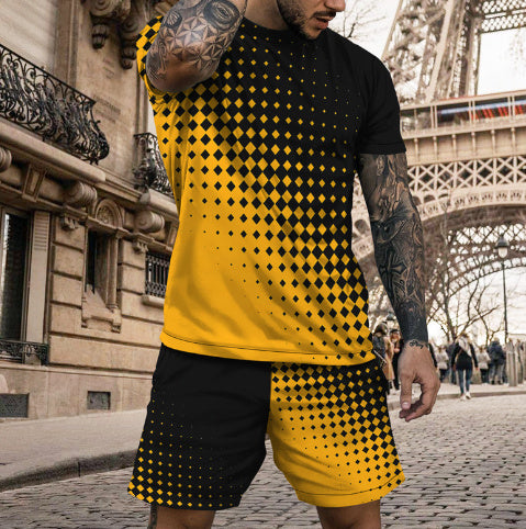 Short Sleeve Round Neck Pu Shuai Casual Multicolor Sportswear Men Suit