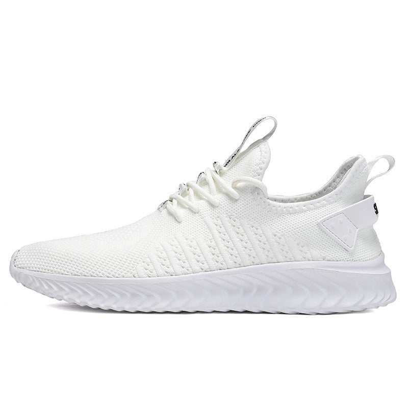 Men's Shoes Breathable Fly Woven Mesh Casual Shoes Youth Running White Shoes