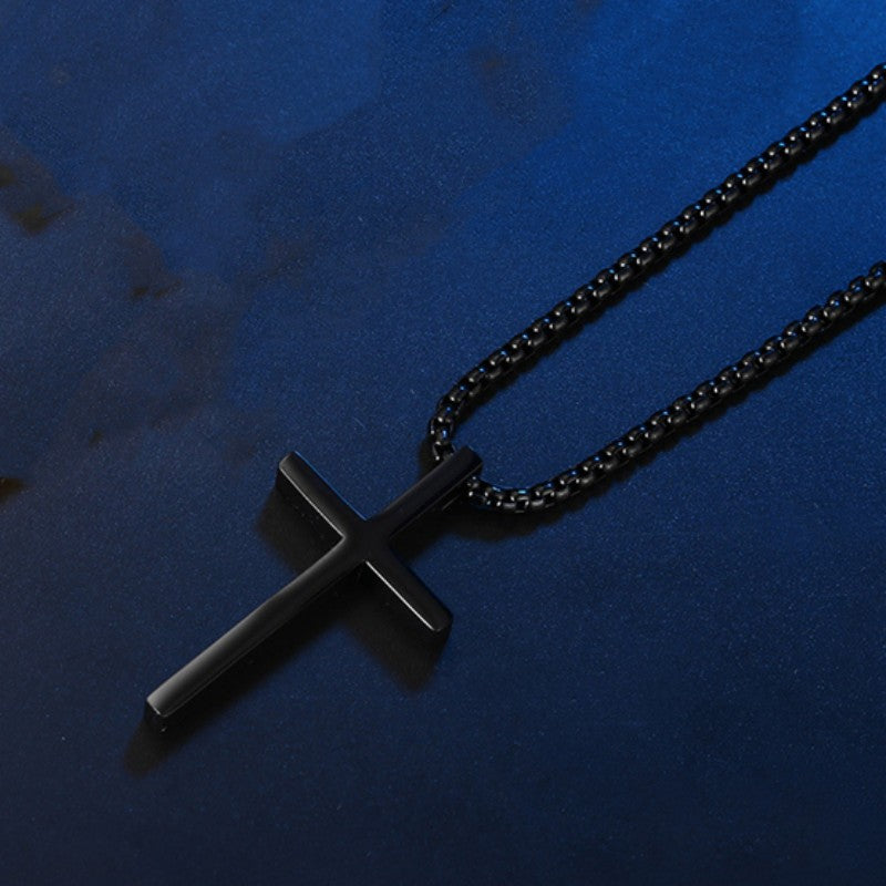 Smooth Simple Titanium Cross Pendant Male And Female Personality Necklace