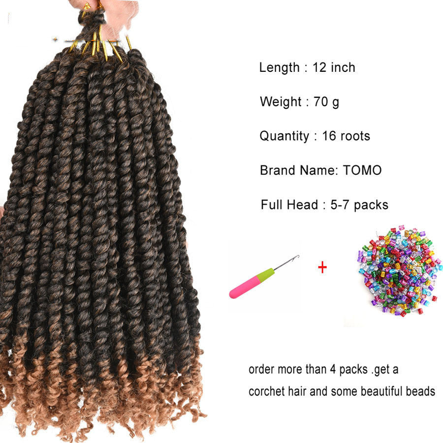 TOMO Pre-twisted Passion Twist Crochet African Dirty Braids Crochet Hair