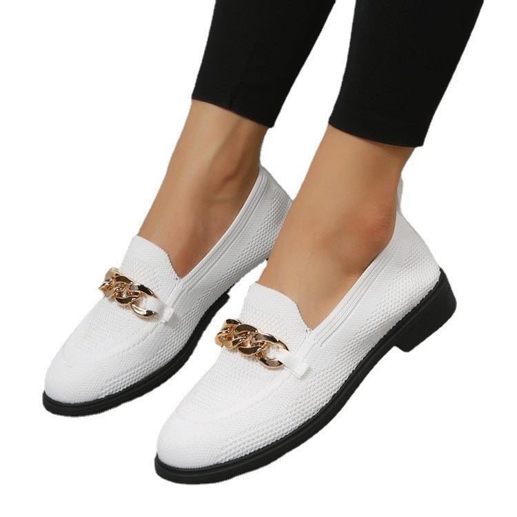 Summer New Style Fly Woven Shallow Comfortable Casual Small White Shoes