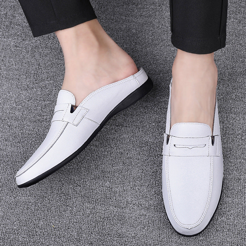 Men's Casual Cowhide Low-cut Peas Shoes