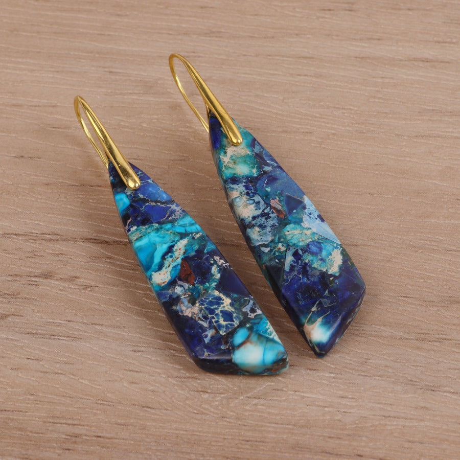 Geometric Flower Shape Pendant Earrings