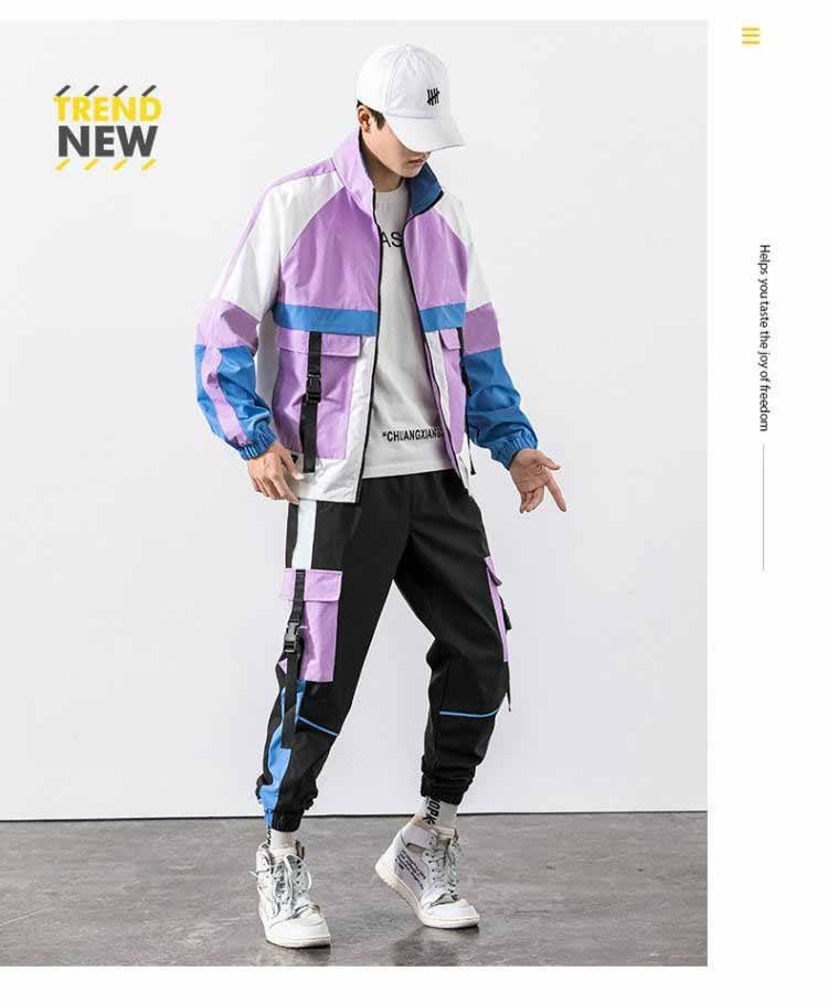 Spring And Autumn Sports Suit Street Trendy Boys Casual Workwear Jacket Multi-pocket Trousers Two-piece Set