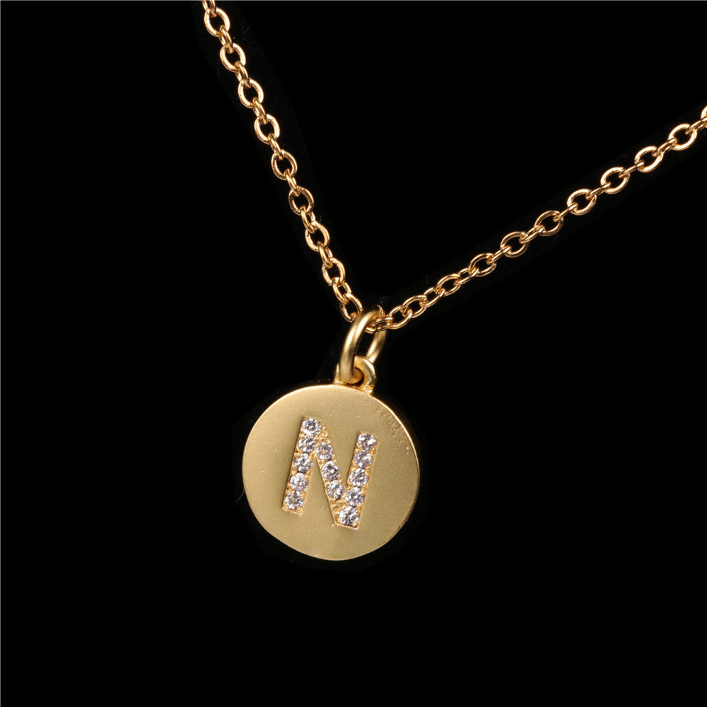 26 English Letter Pendant With Diamond Frosted Matte