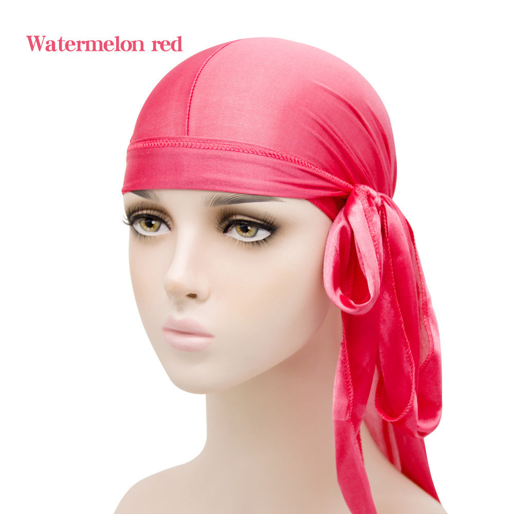 Imitation Silk Long Tail Turban Hat Silk Pirate Hat