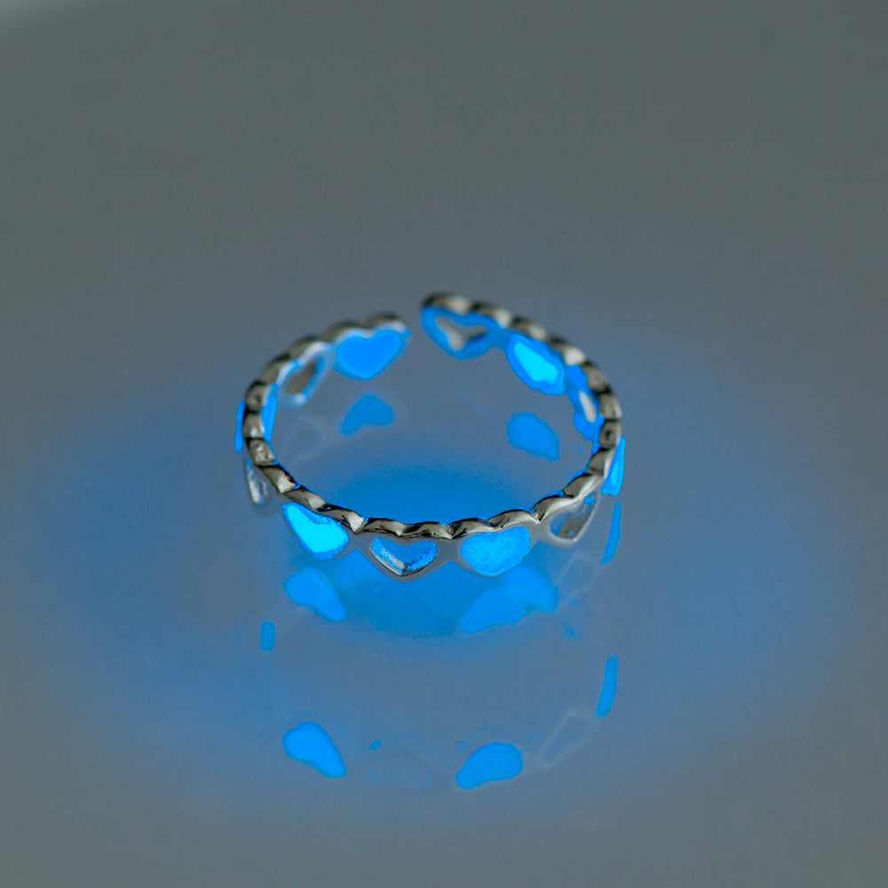 Luminous Heart Ring Glow-in-the-dark Adjustable Love Rings