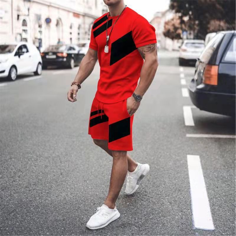 Men's Loose Fashion Casual Round Neck T-shirt Two-piece Set Product information: Fabric name: Polyester Main fabric composition: acetate fiber Size: XXS,XS,S,M,L,XL,XXL,XXL,XXXXL,5XL,6XL Suitable season: Summer Style: Casul Size: Note: 1. Asian sizes are