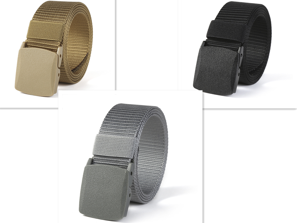 Men's Canvas Belt With Hypoallergenic Metal Plastic Buckle Casual Fabric