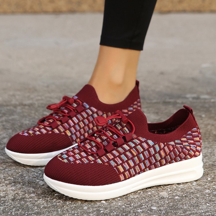 Casual Fashion Running Shoes Flying Woven Women's Breathable Shoes