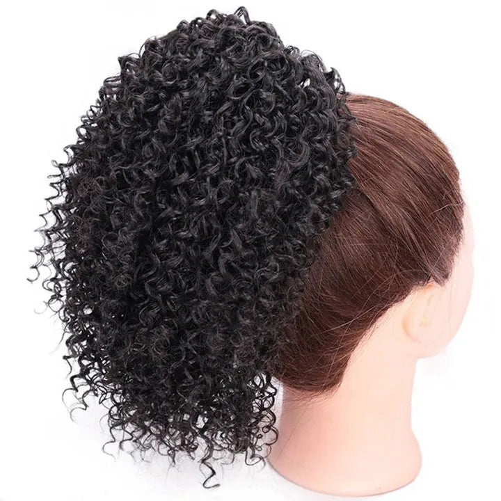 Women's African Drawstring Stretch Small Curly Wig