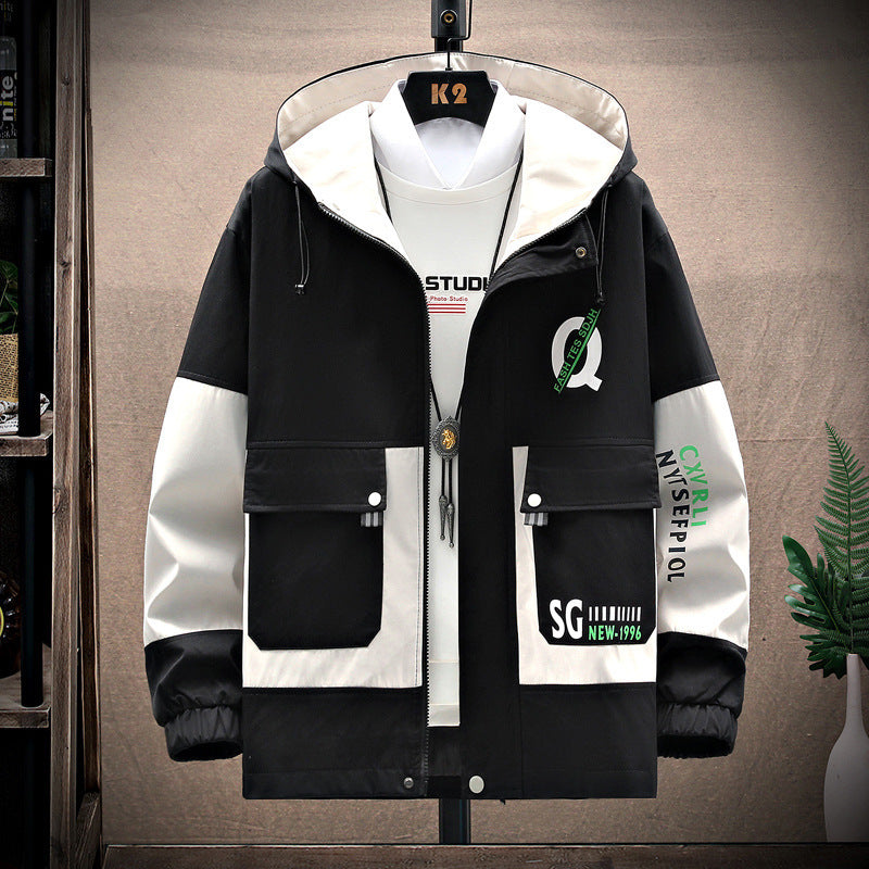 Men's Fashion Simple Baggy Casual Jacket Product information: Pattern: solid color Color: white green, light gray, black beige, black green, black white Size: M,L,XL,XXL,XXXL Lining composition: Polyester Fiber (polyester) Fabric name: cotton blend Applic