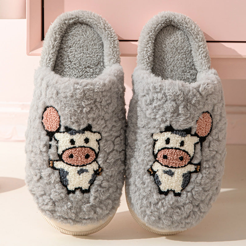 Cartoon Plush Cotton Slippers Women's Winter Warm Dormitory Non-slip