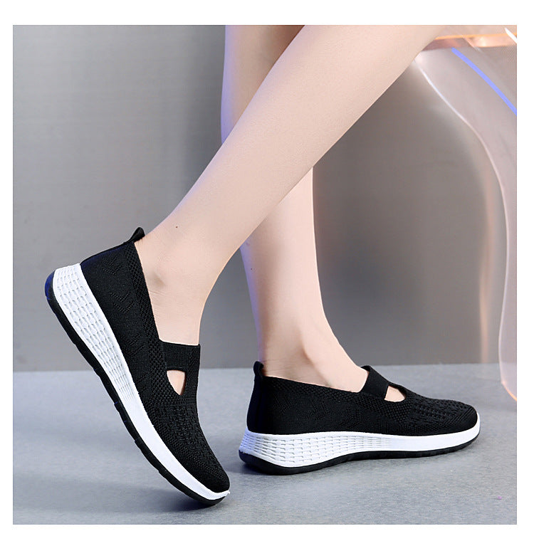 Old Beijing Cloth Shoes Women's Shallow Mouth Mesh Breathable Non-slip Soft Bottom Slip-on Women's Shoes