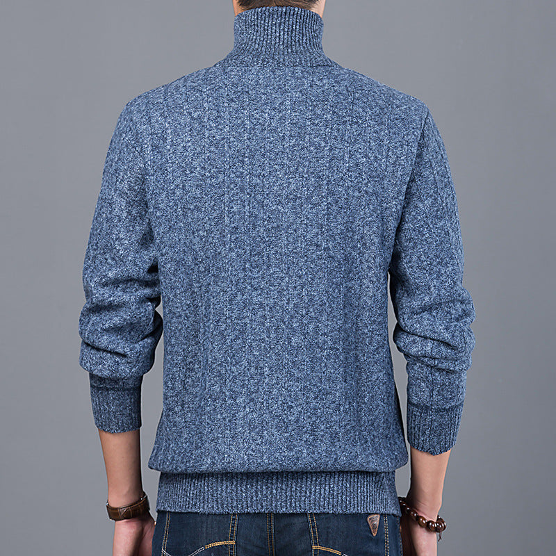 Thickened Half High Neck Long Sleeve Sweater Men