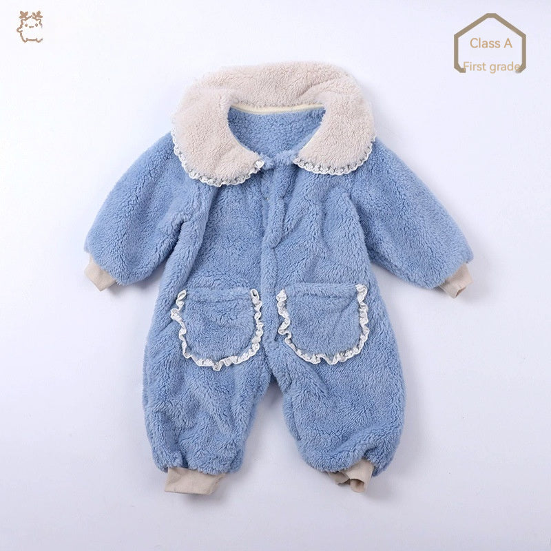 Baby Coral Fleece Climbing Suit Jumpsuit