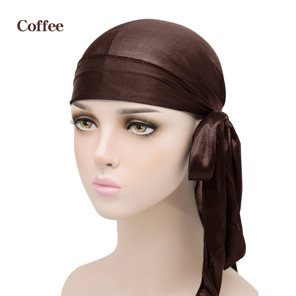 Imitation Silk Long Tail Turban Hat Silk Pirate Hat