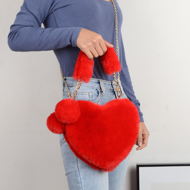 Love Bags Bolsos de felpa suave para mujer, bolso de fiesta para el día de San Valentín