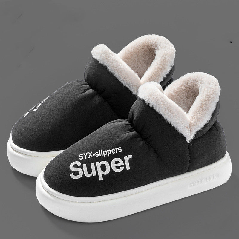 New Covered Heel Down Cotton Slippers For Women Winter Warm Thick-soled Platform Slippers Indoor And Outdoor Garden Walking Shoes