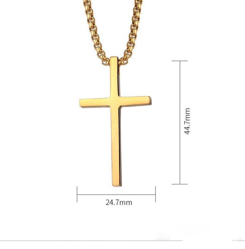 Smooth Simple Titanium Cross Pendant Male And Female Personality Necklace