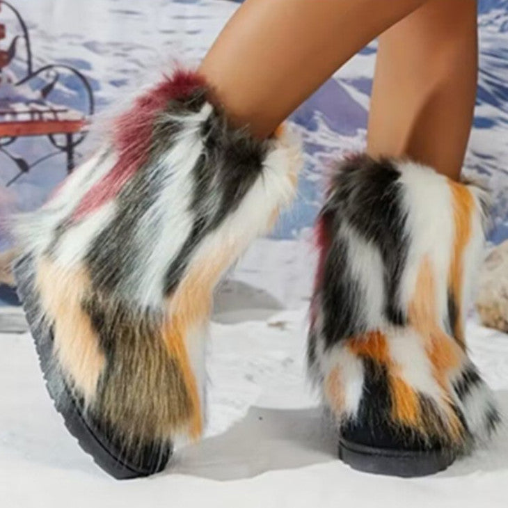 Plus Size Women's Shoes Fashion All-match Fur Boots Women's Shoes