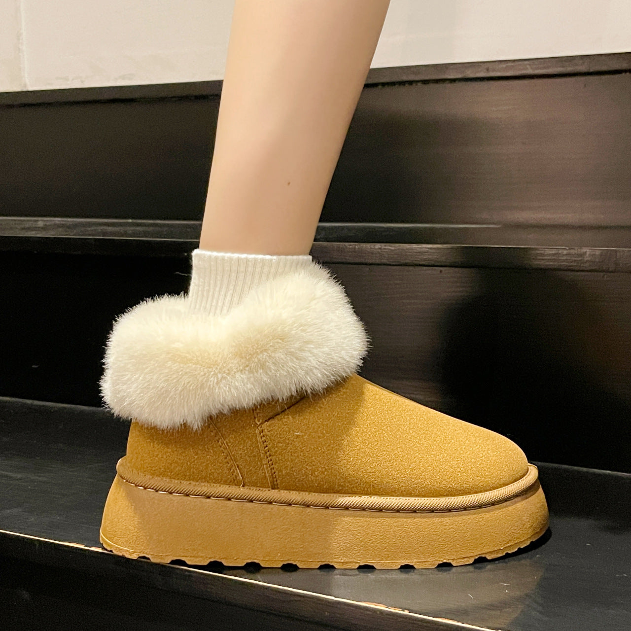 Korean Version Round Toe Slip-on Short Snow Boots