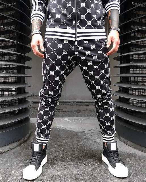 Sports Striped Sweatpants Men's Youth Casual Plaid Pants