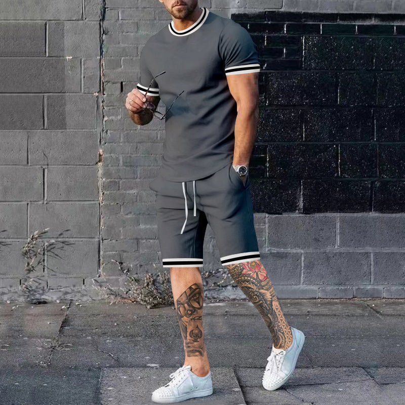 Men's Pullover Short Sleeve Shorts Set